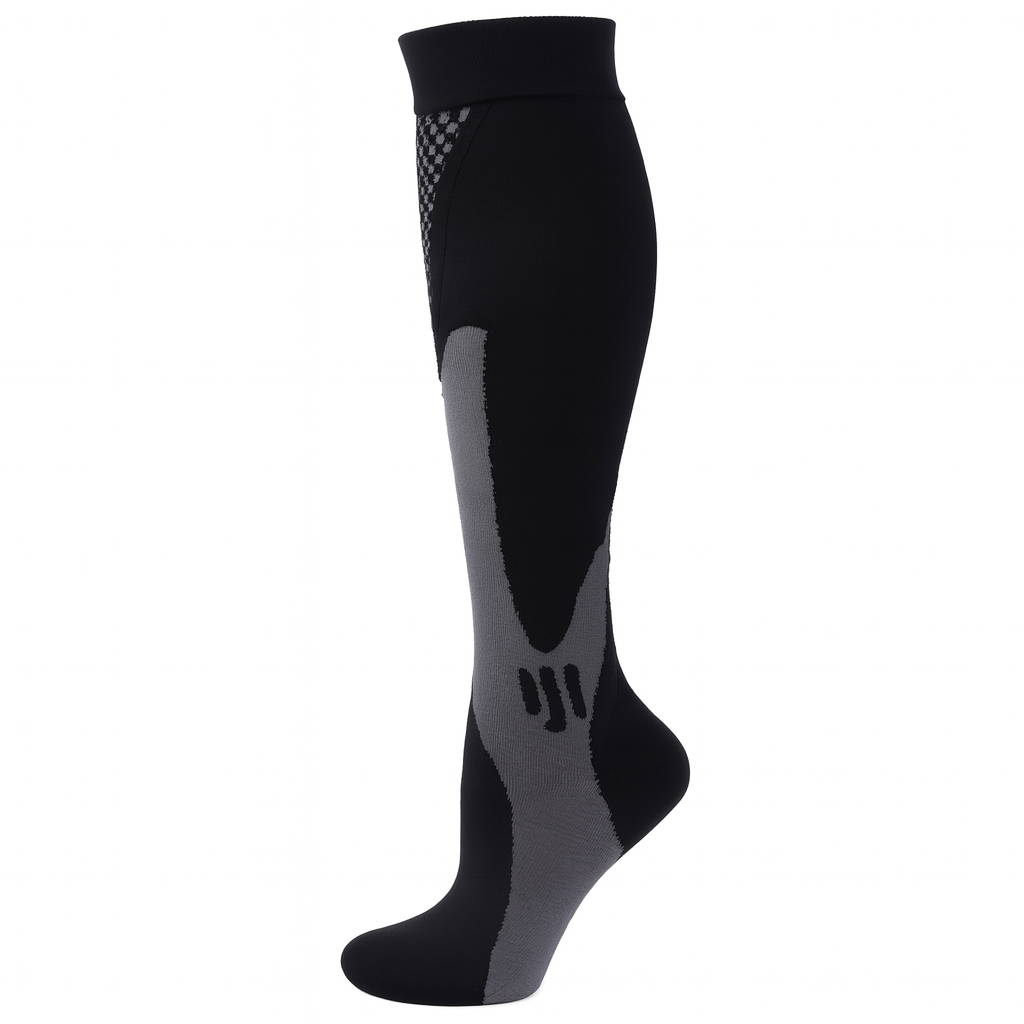 Black knee-high compression socks designed for everyday leg support