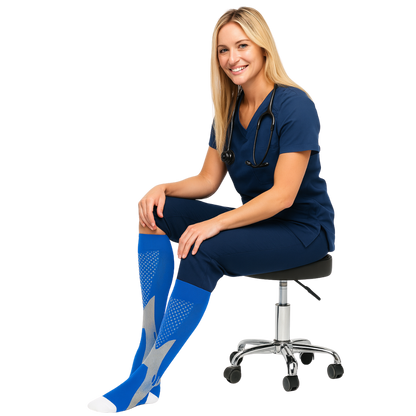 Compression socks for nurses providing leg support during long shifts