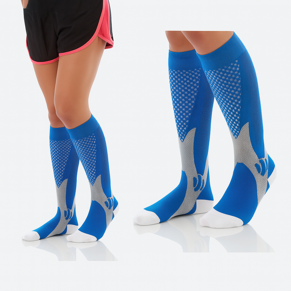 Knee-high graduated compression socks designed to improve circulation and reduce leg swelling