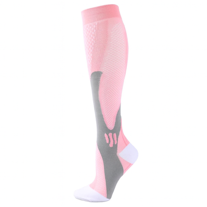 Pink knee-high compression socks designed for everyday leg support